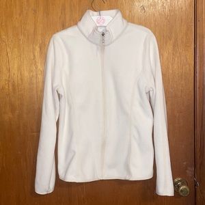 •IZOD•CREAM/IVORY FULL ZIP FLEECE JACKET SIZE MEDIUM EUC